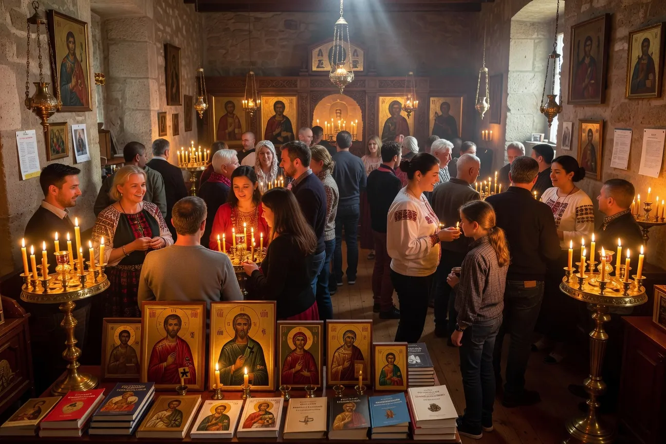 Cérémonie orthodoxe dans une église slave en France