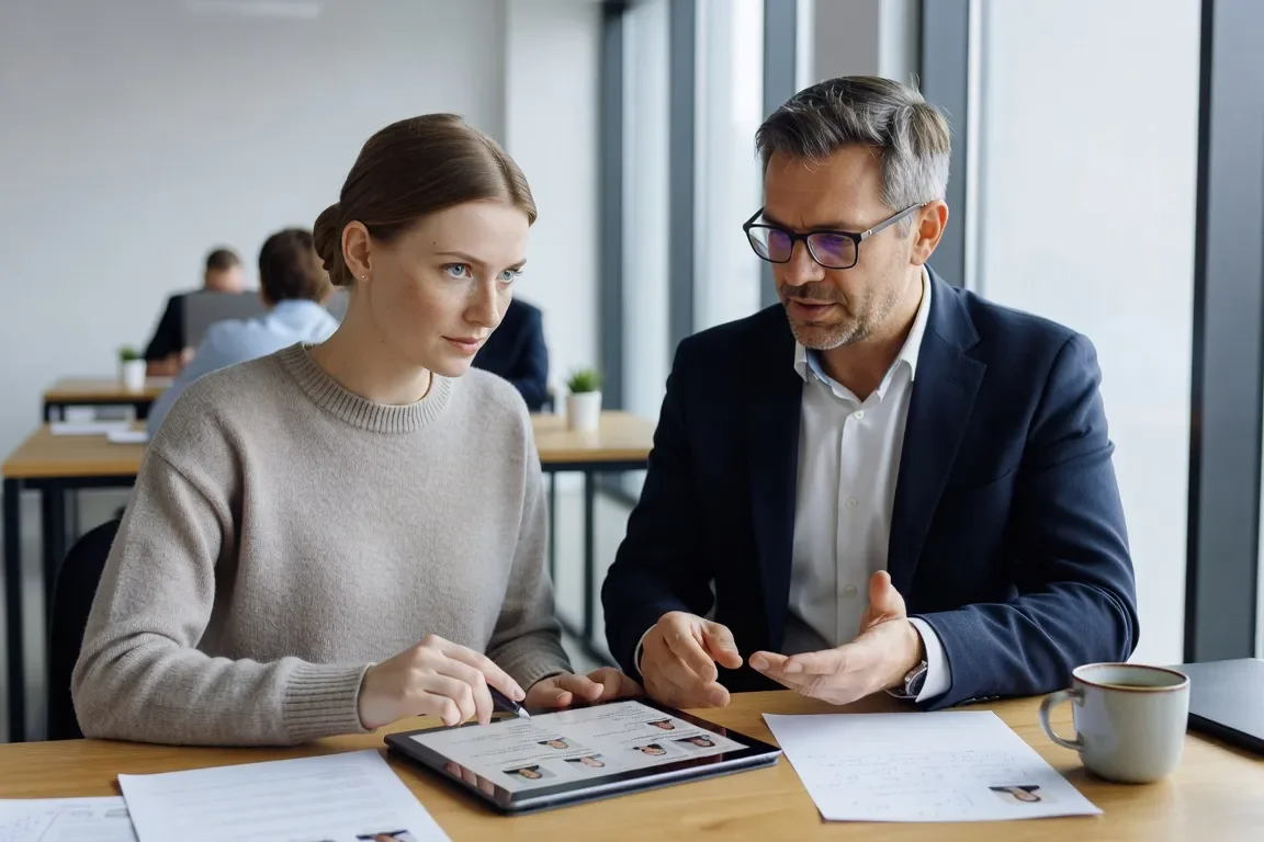 Selection des profils par une conseillere matrimoniale avec un client
