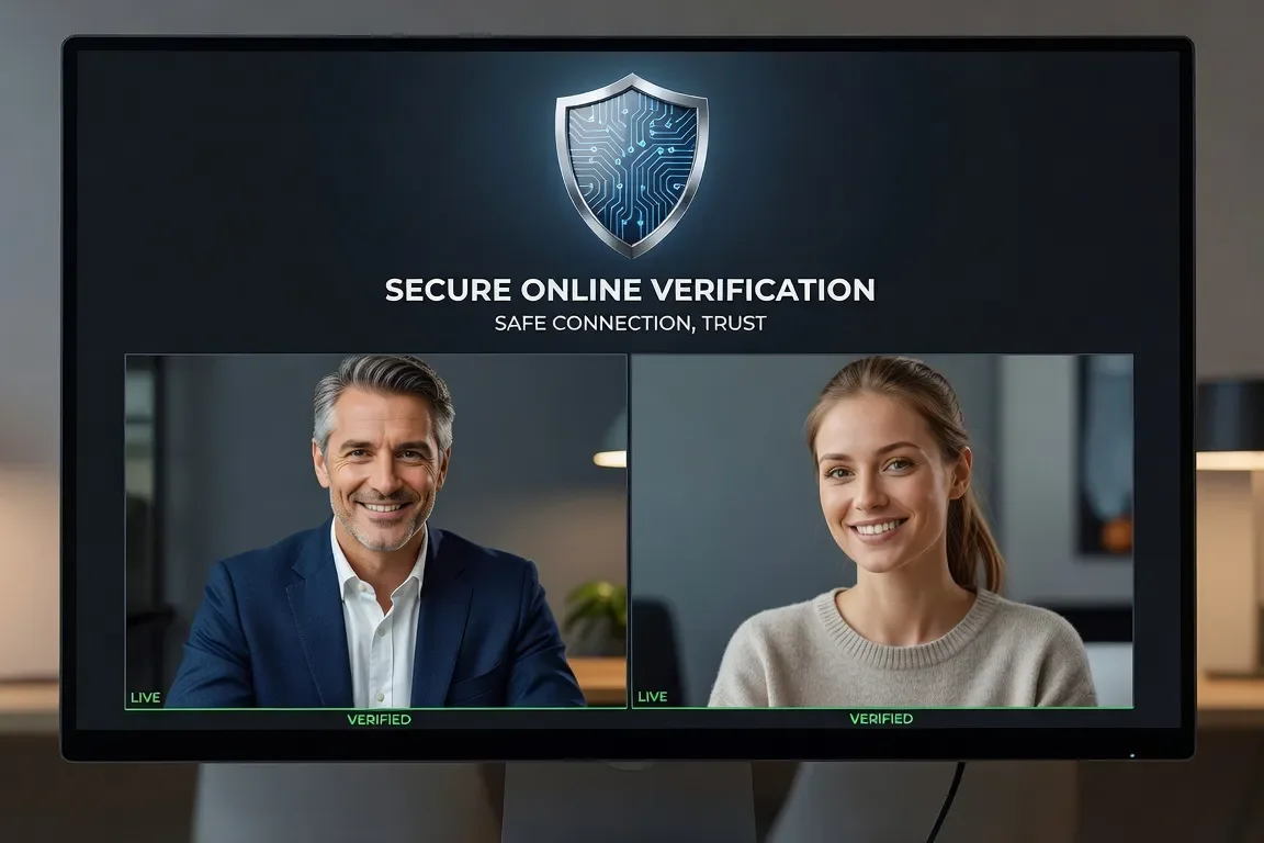 Couple authentique se parlant en video conference dans un échange sécurisé et sincere