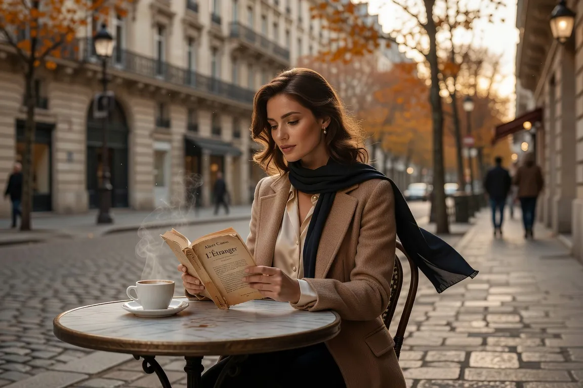 Femme russe dans un cafe parisien attendant une rencontre — communauté slave en France