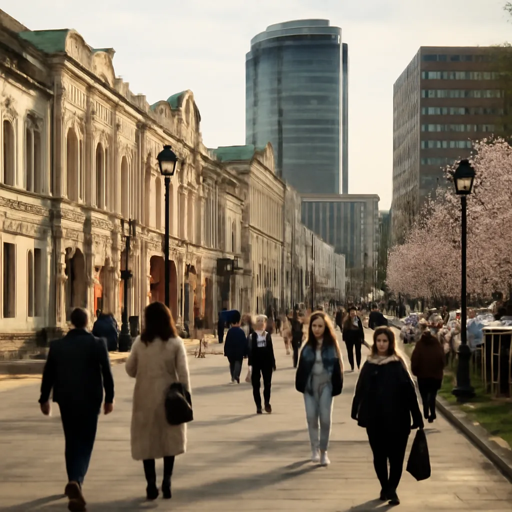 Rue d'une ville russe au printemps, moment propice a un premier voyage