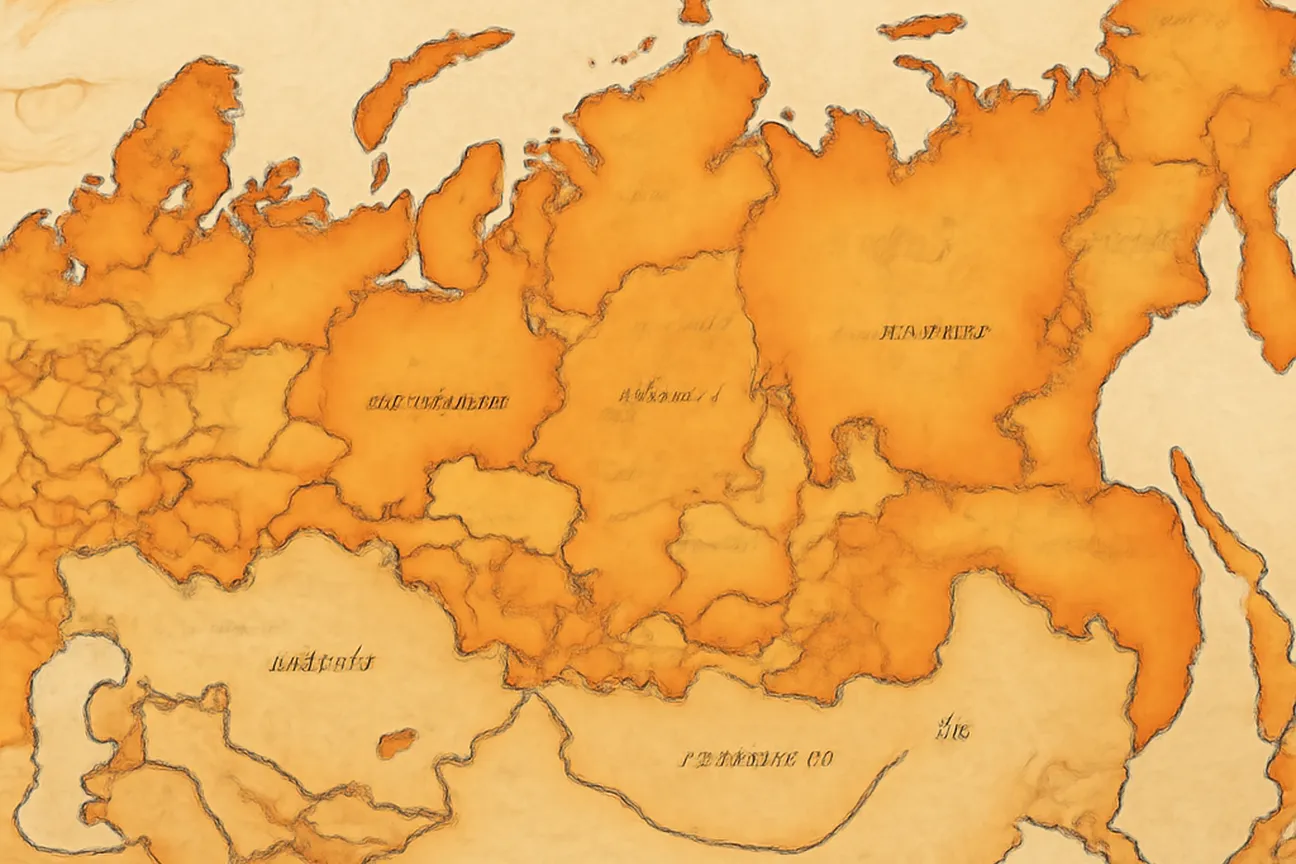 Carte stylisée des grandes régions de Russie avec villes principales