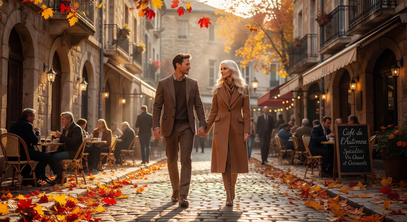Couple franco-russe se promenant dans une ville europeenne
