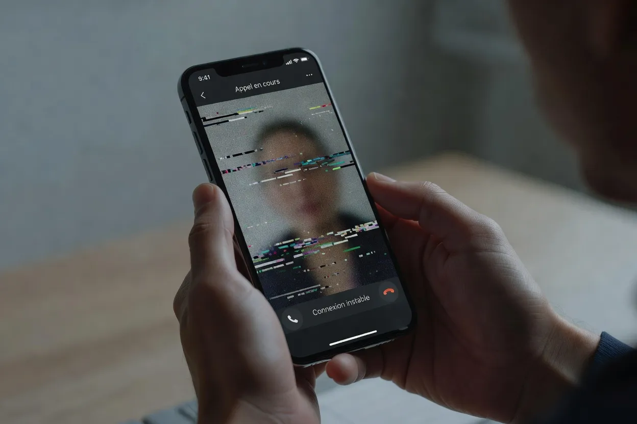 Appel video de mauvaise qualite suscitant la prudence